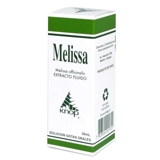 [7803504001701] Melissa Solución Gotas Orales Extracto Fluido 30 mL Knop*