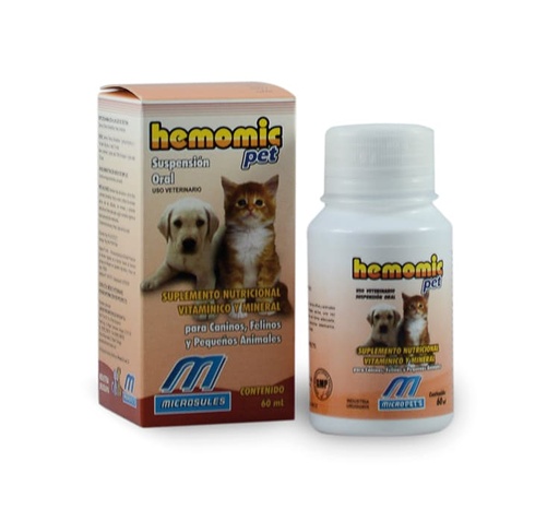 [7895559330035] Hemomic Perro/Gato/Exóticos Suspensión Oral Vitamínico y Mineral 60 mL Microsules