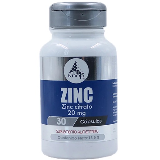 [7803504002661] Zinc Citrato 20 mg 30 Cápsulas Knop