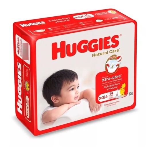 [7809604029904] Huggies Natural Care Talla XG 12-15 Kg 14 Pañales Kimberly Clark