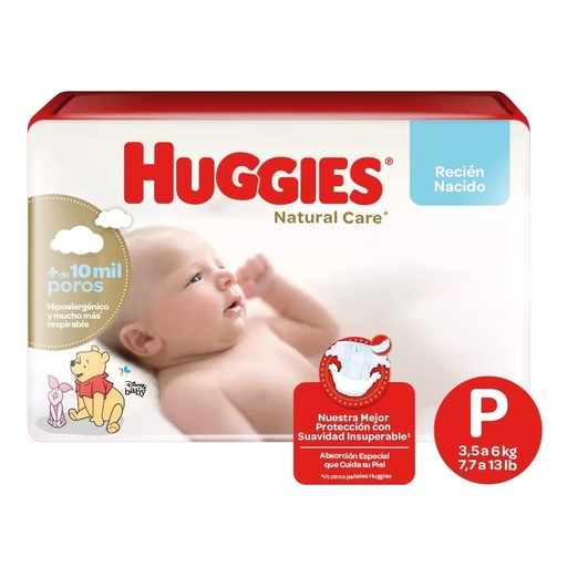 [7794626008214] Huggies Natural Care Talla P 3.5-6 Kg 34 Pañales Kimberly Clark