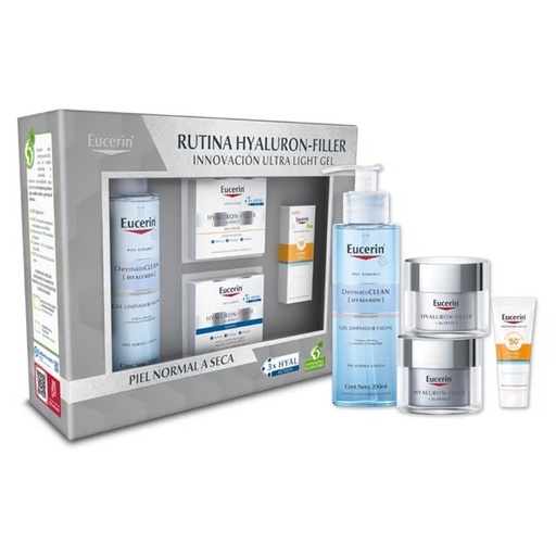 [4005800347610] Eucerin Rutina Hyaluron Filler Gel Limpiador - Crema Día- Crema Noche 4 Productos Beiersdorf