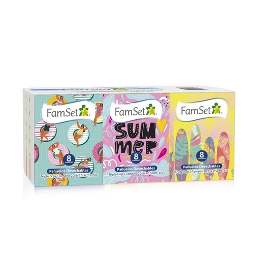 [7805633026358] Family Set Triple Hoja 6 Paquetes de 8 Pañuelos Desechables
