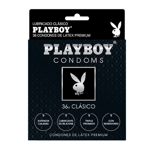 [818546019413] Playboy Condoms 36 Condones de Látex Premium Lubricados con Silicona