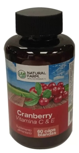 [6330957155602] Cranberry Vitamina C y E (400/95/4,5) mg 60 Cápsulas Blandas Natural Farm
