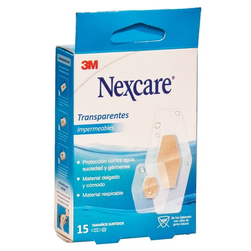 [7805070019166] Nexcare Parches Transparentes Impermeables Respirables 2 Tamaños 15 Unidades 3M