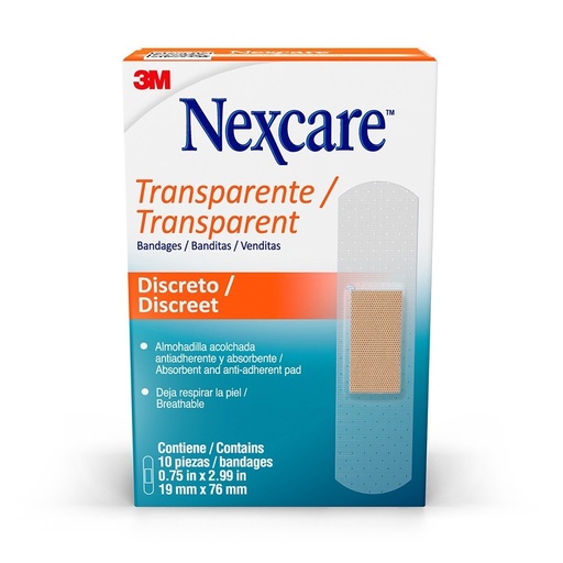[51131223912] Nexcare Parche Curita Transparente 10 Unidades