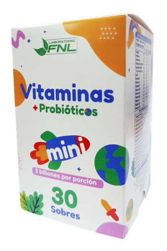 [8780202224092] Vitaminas + Probióticos Mini 3.000 mill. UFC 30 Sobres FNL