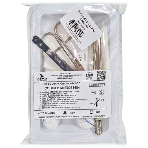 [65673010] Kit de Curación 11 Productos (Bandeja- Apósitos - Gasas- Tórulas- Tijeras y Pinzas Quirúrgicas) Nemo
