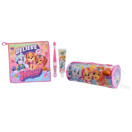 [7804915528054] Paw Patrol Skye Cepillo + Pasta Dental 50g + Toalla Microfibra + Estuche Gelatti