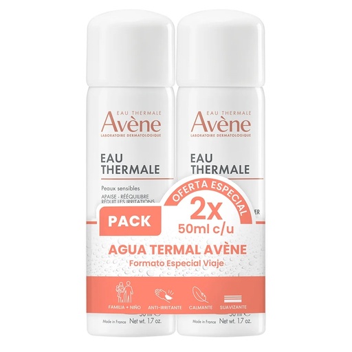 [7804652955502] Avène Agua Termal Pack 2 x 50 mL Pierre Fabre