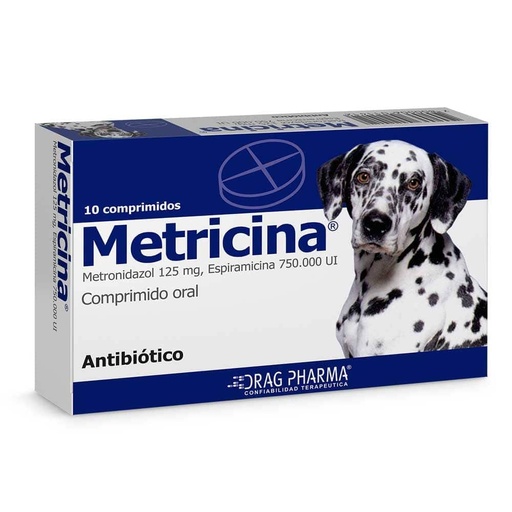 [7800006011412] Metricina (125mg/750.000UI) Perros 10 Comprimidos Drag Pharma