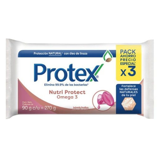[7891024028544] Protex Jabón en Barra Nutri Protect Omega 3 90 g 3 Unidades