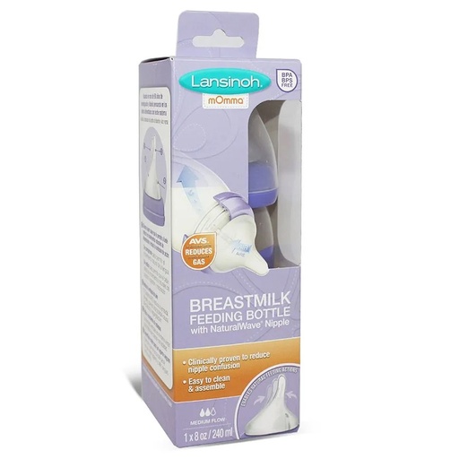 [044677710558] Lansinoh Mamadera NaturalWave Boca Ancha Flujo Medio 240 mL