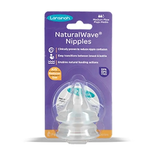 [044677710268] Lansinoh Tetinas NaturalWave Boca Ancha Flujo Medio 2 Unidades