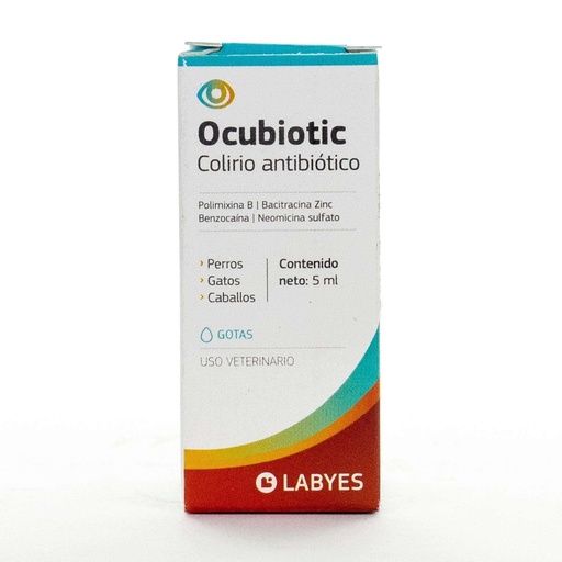 [7798176420656] Ocubiotic Colirio Antibiótico Perros/Gatos/Caballos Soluc. Oftálmica 5 mL Labyes