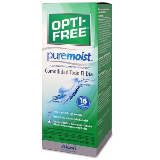 [300653610824] Opti-Free Pure Moist 16 hr Solución Desinfectante Lentes de Contacto 300 mL Alcon