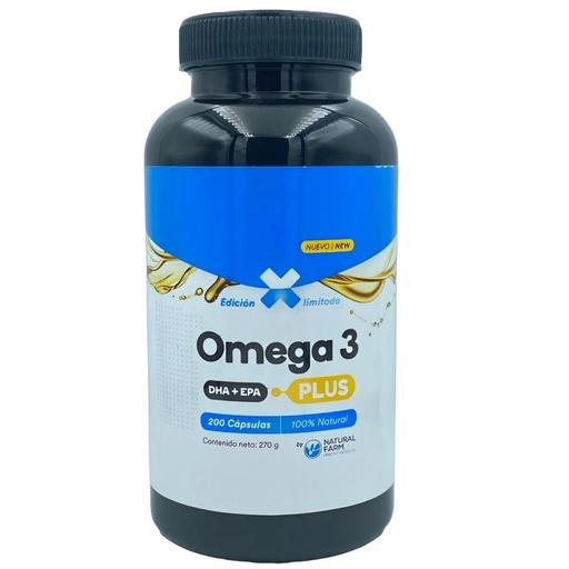 [9843929228480] Omega 3 DHA+EPA Plus 200 Cápsulas 1000 mg Natural Farm