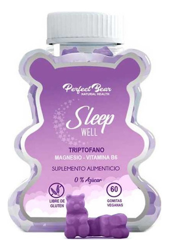 [7371869295962] Sleep Well Triptófano+Mg+Vit. B6 60 Gomitas Perfect Bear