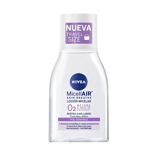 [40066783] Nivea MicellAir Agua Micelar Suavizante O2  Desmaquillante Rostro Ojos Labios 100 mL