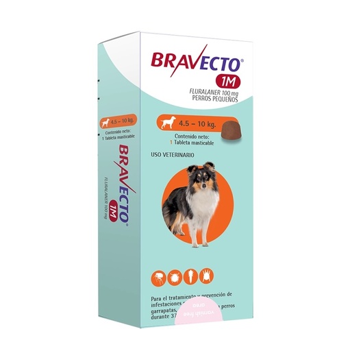 [8713184229892] Bravecto 1M 100 mg Perros 4,6 a 10 kg 1 Comp. Masticable 37 Días MSD