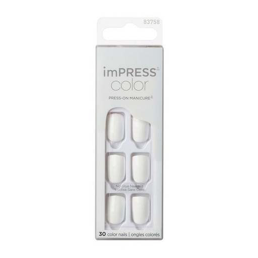 [731509837582] Impress Color Press-On 30 Uñas Postizas Frosting Blancas Kiss