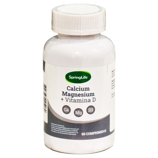 [7805633025269] Calcio + Magnesio + Vitamina D3 60 Comprimidos SpringLife