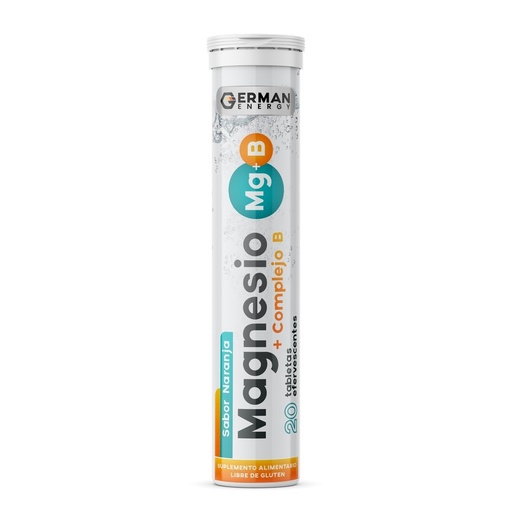 [7804671180169] B-Complex (4 Vit.) + Magnesio 300 mg 20 Comprimidos Efervescentes Naranja German Energy