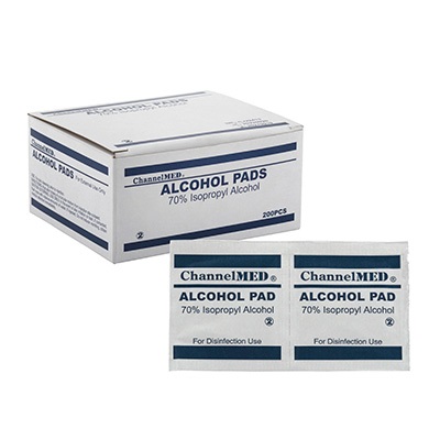 [7805633834076] Alcohol Pad Swabs 3,5 cm x 3 cm 2 Pliegues Alcohol 70% 2 Unidades ChannelMed