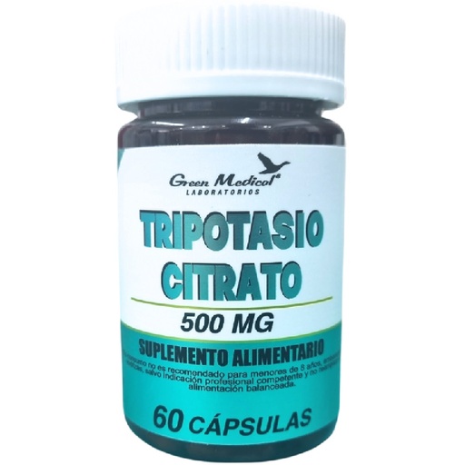 [764451740570] Tri Potasio Citrato 500 mg 60 Cápsulas Green Medical