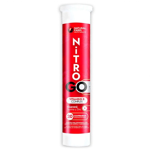 [8068629015906] Nitro Go (7 Vit. + Energizantes) 20 Comprimidos Efervescentes Natural Farm