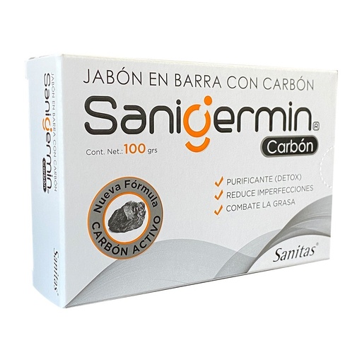 [7800038000583] Sanigermin Jabón en Barra con Carbón 100 g Sanitas