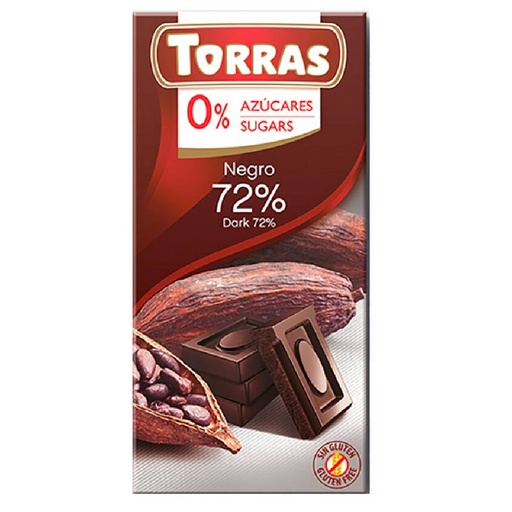 [8410342006585] Torras Chocolate Negro Sin Azucar con 72% Cacao 75 g