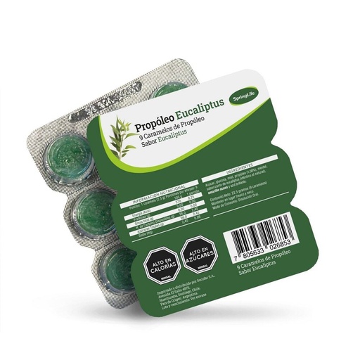 [7805633026853] Caramelos de Propóleo Eucaliptus Blíster 9 Unidades Springlife