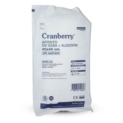 [7806130013940] Apósito de Gasa + Algodón 40 x 40 cm Reutter Cranberry