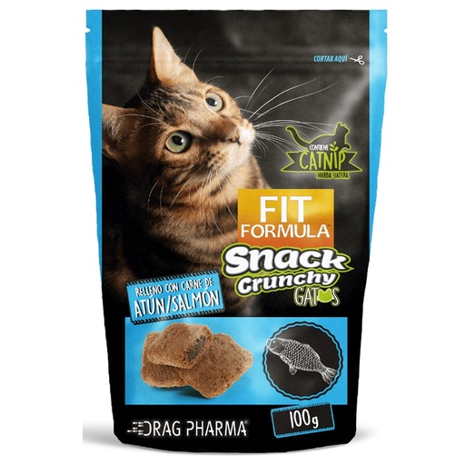 [7800006011085] Fit Formula Gatos Snack Crunchy Relleno Atún/Salmón 100 g Drag Pharma