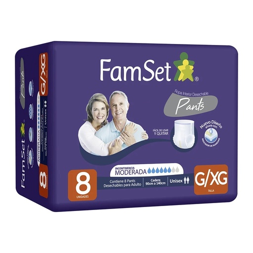 [7805633026884] Family Set Pants Adultos Unisex Talla G/XG 8 Unidades