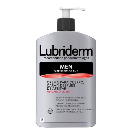 [7702031927310] Lubriderm Men 3 en 1 Cara Cuerpo y Después de Afeitar 400 mL Johnson & Johnson