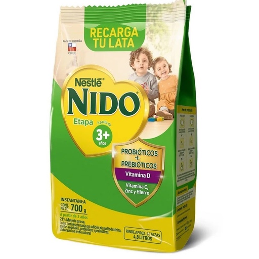 [8445290732545] Nido 3+ 700 g Fórmula Láctea Crecimiento Desde 3 Años Nestlé