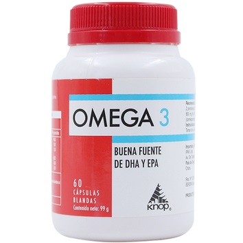 [7803504000568] Omega 3 1650 mg (250/180) mg 60 Cápsulas Knop Natural