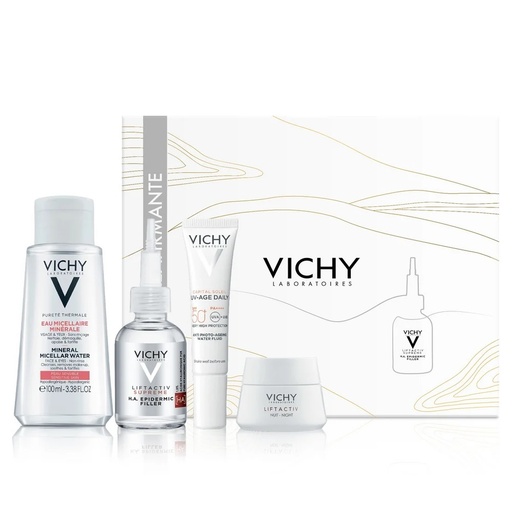 [7804960142434] Rutina Reafirmante Estuche 4 Productos Liftactiv Supreme H.A. Epidermic Filler y Cosmetiquero Vichy