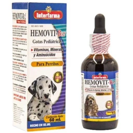 [714193600984] Hemovit B12 Perros Gotas Pediátricas 60 mL Interfarma