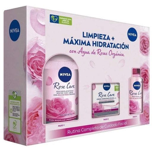 [4006000126005] Nivea Rose Care Rutina Rose Care Agua Micelar Bifásica + Crema Hidratante Gel + Mist Refrescante