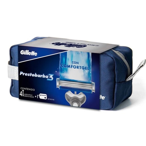 [7500435158763] Gillette Estuche 4 Máquinas de Afeitar Prestobarba3 con Comfortgel