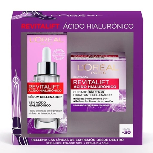 [7804960107853] Revitalift Ácido Hialurónico Crema Dia 50 mL + Serum Rellenador 30 mL L'oreal