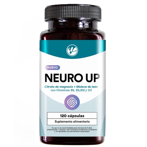 [9820188833181] Neuro Up (Magnesio + Melena de León + Vit. D3 B6 B9 B12) 120 Cápsulas Veggies Natural Farm