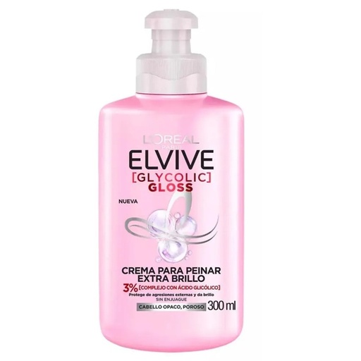 [7509552928624] Elvive Crema para Peinar Glycolic Gloss Extra Brillo 300 mL L'oreal