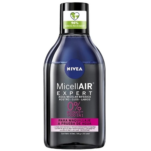 [4005900499257] Nivea MicellAir O2 Loción Micelar Expert Waterproof Make Up Remover 400 mL