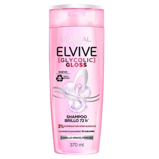 [7509552931143] Elvive Shampoo Glycolic Gloss Extra Brillo 370 mL L'oreal