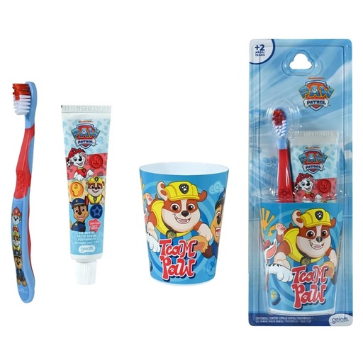 [7804915531290] Paw Patrol Rubble Cepillo + Pasta Dental 50 g + Vaso Gelatti